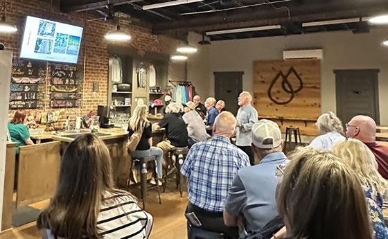 Atlantic Coast Conservancy CEO Robert Keller addresses the Pickens County Historical Society with a presentation about the PMBG history and ecosystem services.